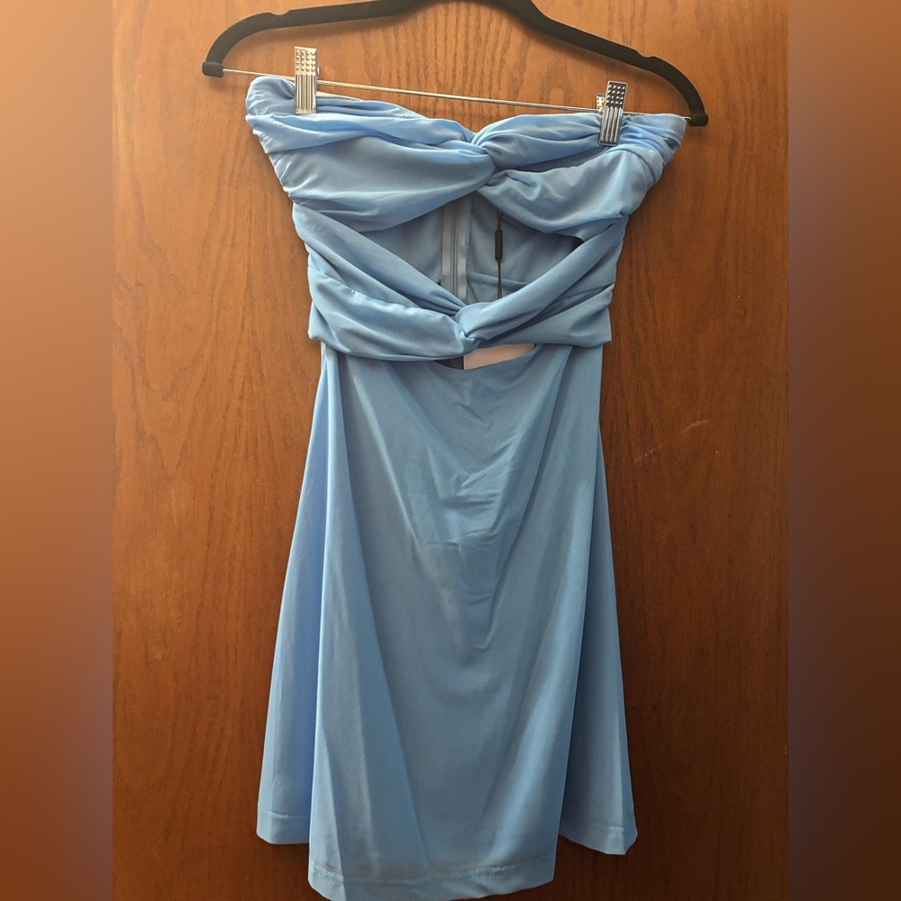 Hello Molly Light Blue Strapless Mini Dress